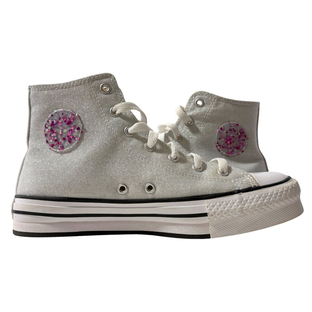 RARE Authentic Converse Women's Silver Glitter (CTAS) EVA Lift HI: Sz. 8 - A+